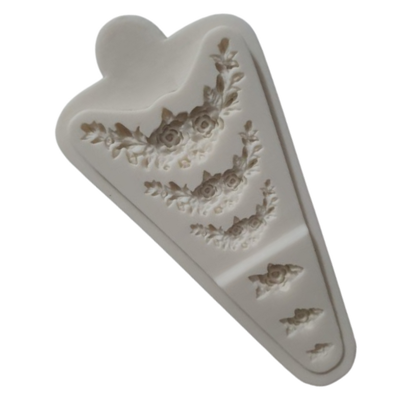 Molde Silicone Guirlandas Arabesco Flores Babado 6 Tamanhos