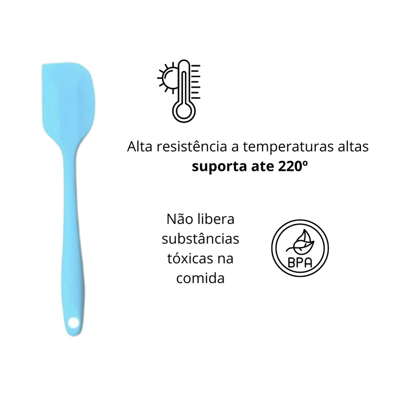 5 Espátulas 27 Cm Pão Duro Silicone Maciço Reforçada