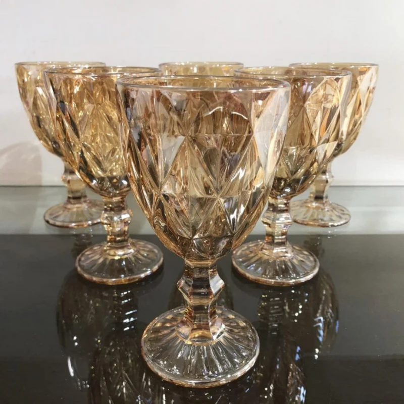 Jogo de Taças Vidro Primeira Linha Vinho Agua Linha Diamond