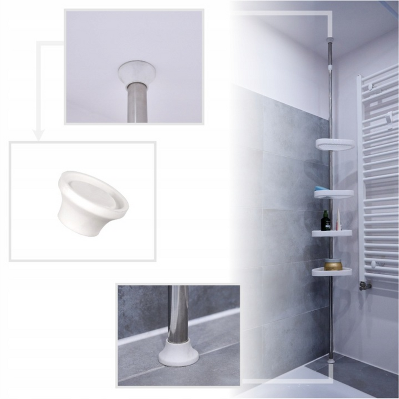 Suporte Banheiro Com Prateleira Ajustável Aço Inox