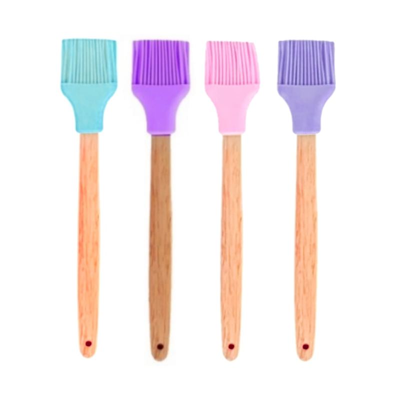 Pincel Com Cabo de Madeira e Ponta de Silicone