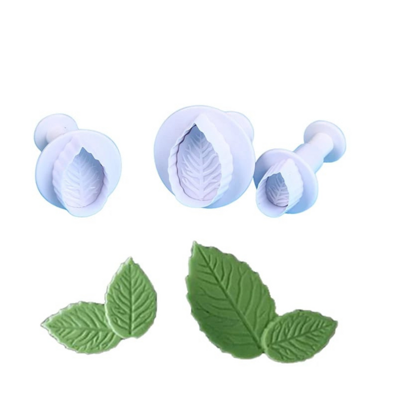 Kit 3 Pçs Ejetores Cortadores Folhas Biscuit Pasta Artesanato