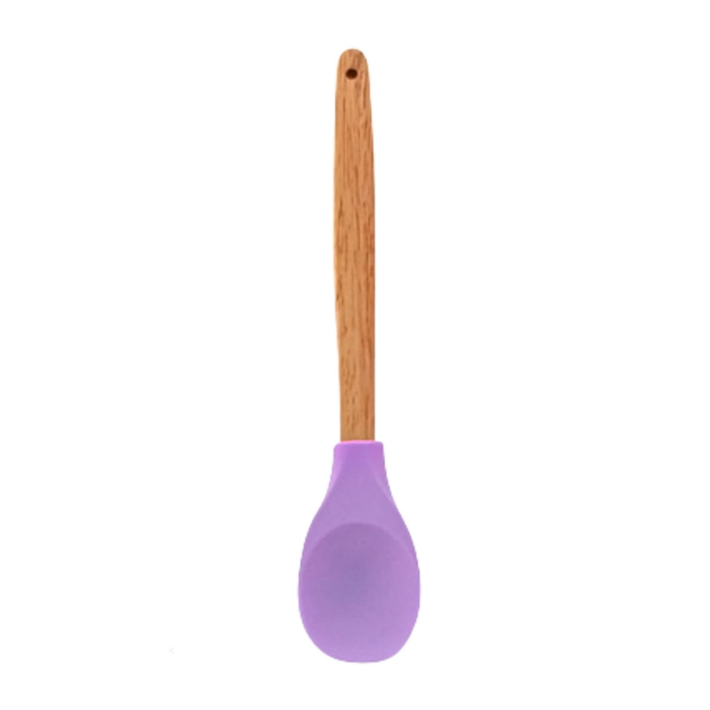 Colher Com Cabo de Madeira e Ponta de Silicone