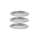 3 Bandejas Ovais em Aço Inoxidável - 34x21 Cm