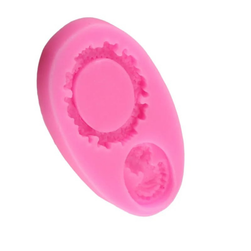 Molde de Silicone Com Moldura Camafeu Biscuit e Confeitaria