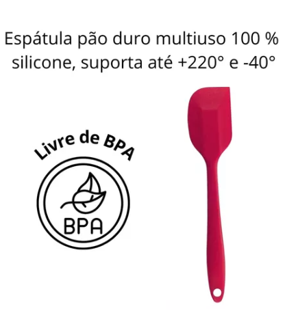 Kit Com 2 Espátulas - Silicone Pão Duro 27 Cm + Raspadora Aço Inoxidável