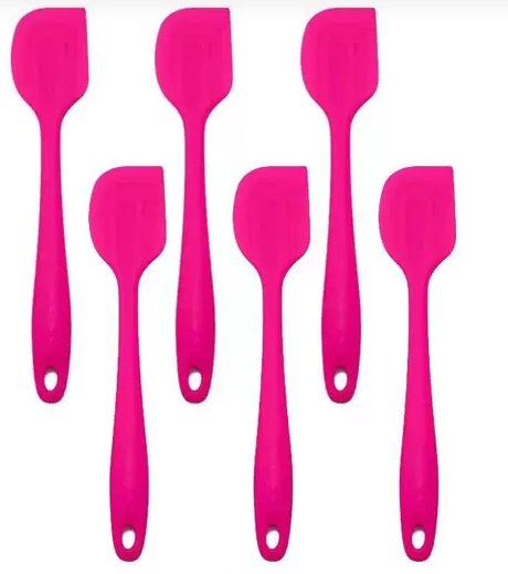 6 Espátulas 27 Cm Pão Duro Reforçada Silicone Maciço Multiuso