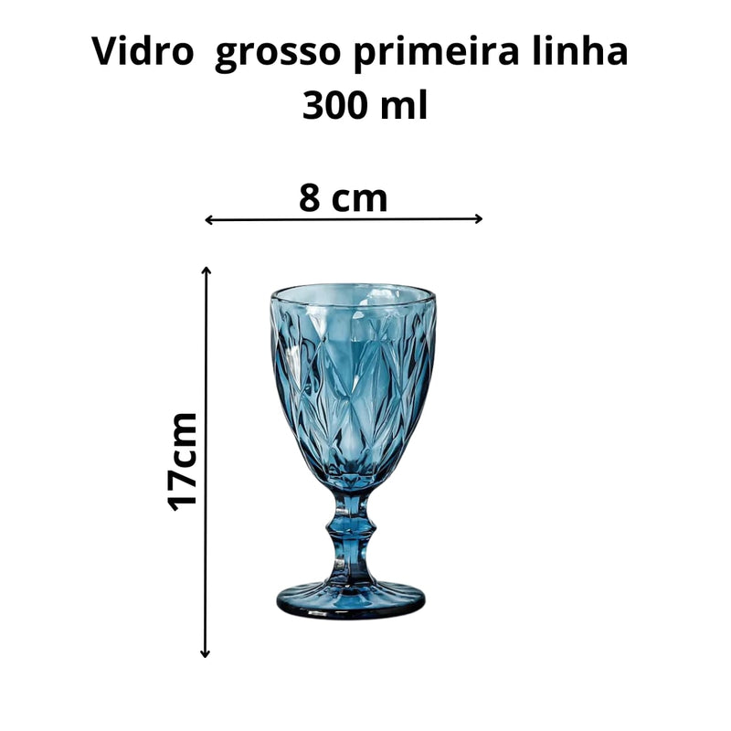 Jogo de Taças Vidro Primeira Linha Vinho Agua Linha Diamond