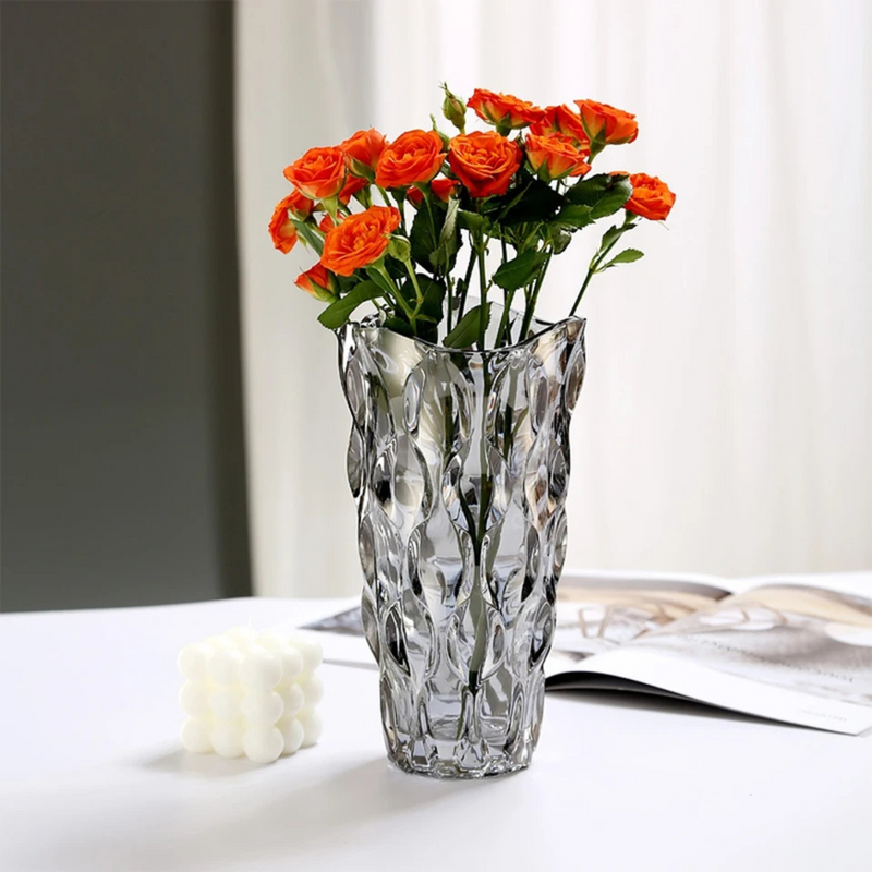 Vaso de Vidro Grosso Primeira Linha Flores Decoração Sala