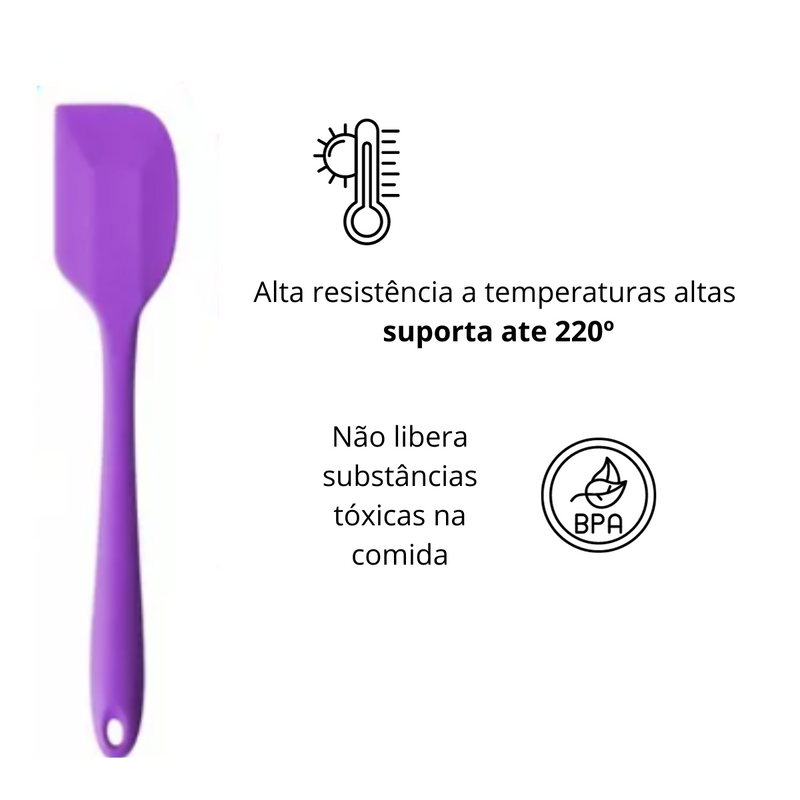 5 Espátulas 27 Cm Pão Duro Silicone Maciço Reforçada