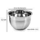Tigela 1,6 Litros Mixing Bowl em Aço Inox Para Salada Cozinha