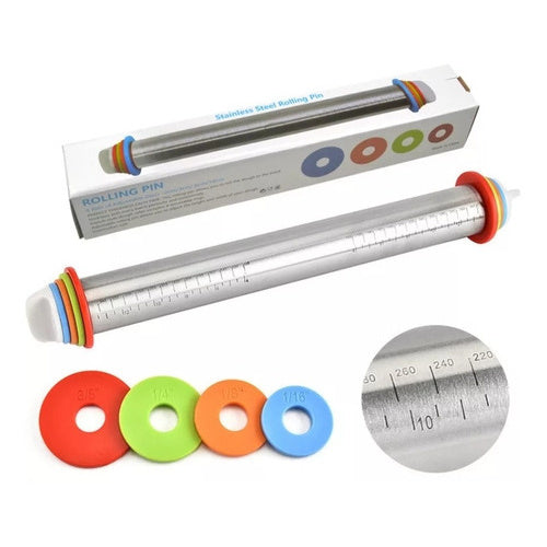 Rolo de Inox Com Nivelador Para Massas 43 Cm