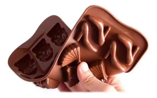 Moldes de Silicone Formato de Salto Leque e Bolsa