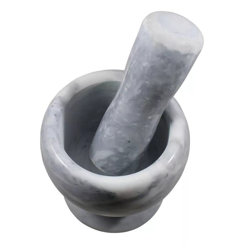 Pilão De Marmore e Socador De Alho Temperos De Cozinha Cinza