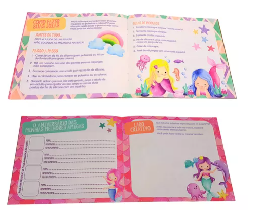 Livrinho de Atividades Kit Miçangas Biju Pulseira Colar
