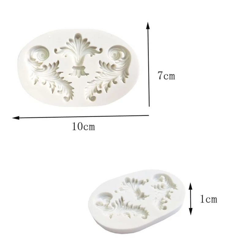 Molde de Silicone Arabesco Folha Para Confeitaria e Biscuit