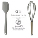 Kit Utensílios Espátula Silicone + Fouet Batedor de Claras