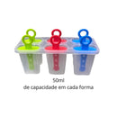 Forma de Plástico Para Picole Sorvete 6 Cavidades