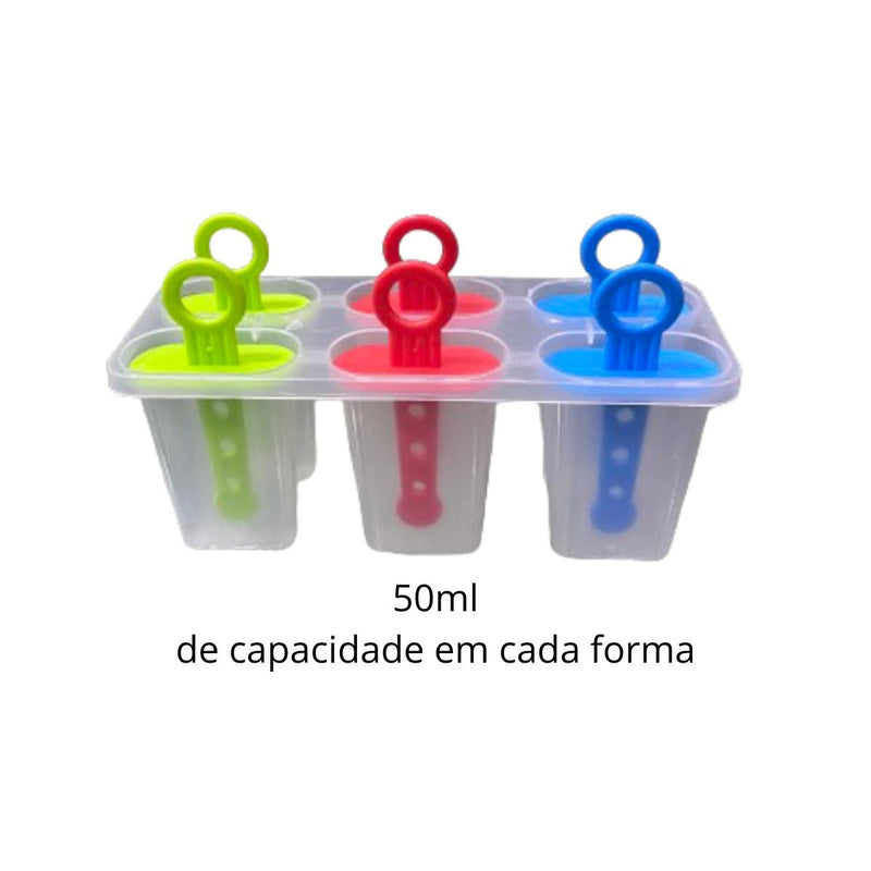 Forma de Plástico Para Picole Sorvete 6 Cavidades