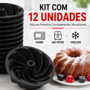 Kit 12 Formas Para Bolo Pudim Cupcake Silicone Antiaderente
