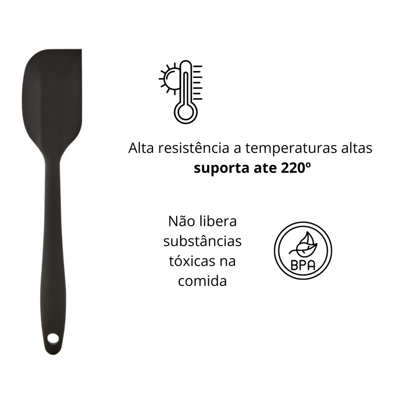 Espátula 21 Cm Pão Duro Silicone Maciço Reforçada