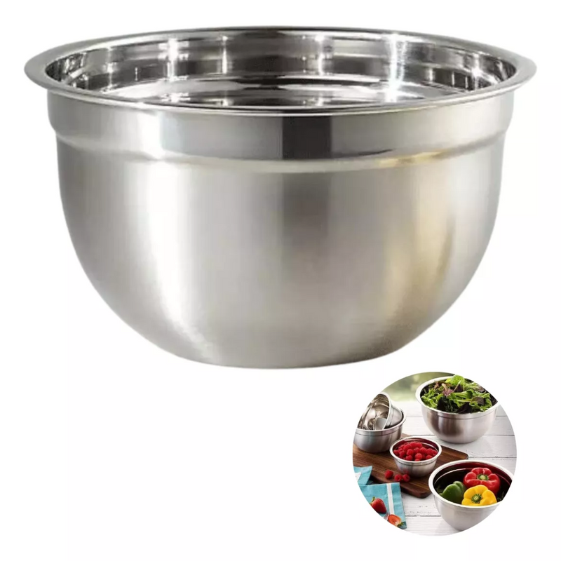 Tigela 4,6 Litros Mixing Bowl em Aço Inox Para Salada Cozinha