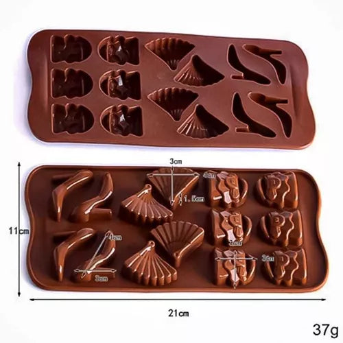 Moldes de Silicone Formato de Salto Leque e Bolsa