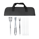 Kit Churrasco 7 Pçs Inox Garfo Espátula Pegador Espeto Com Estojo