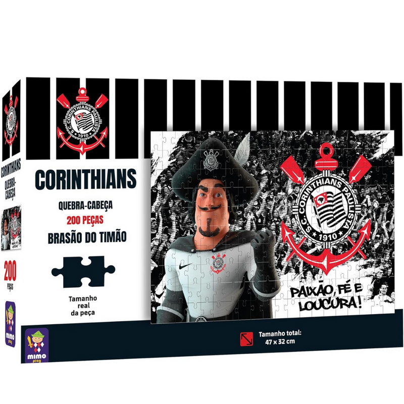 Quebra Cabeça colecionável Corinthians brasão timão 200 pçs