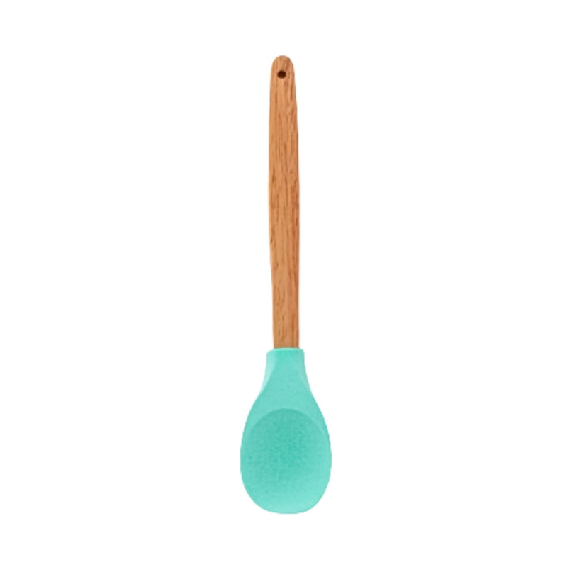 Colher Com Cabo de Madeira e Ponta de Silicone