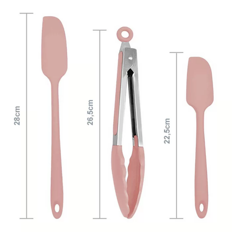 Kit Espátulas e Pegador em Silicone 5 Peças