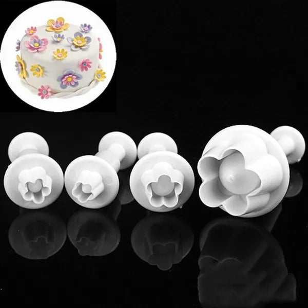 Cortador Ejetor Flor de Cerejeira 4 Peças para Pasta Americana ou Biscuit