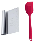 Kit Com 2 Espátulas - Silicone Pão Duro 27 Cm + Raspadora Aço Inoxidável