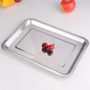 Bandeja Aço Inox Retangular Rasa Servir Multi Uso 32 X 22 Cm
