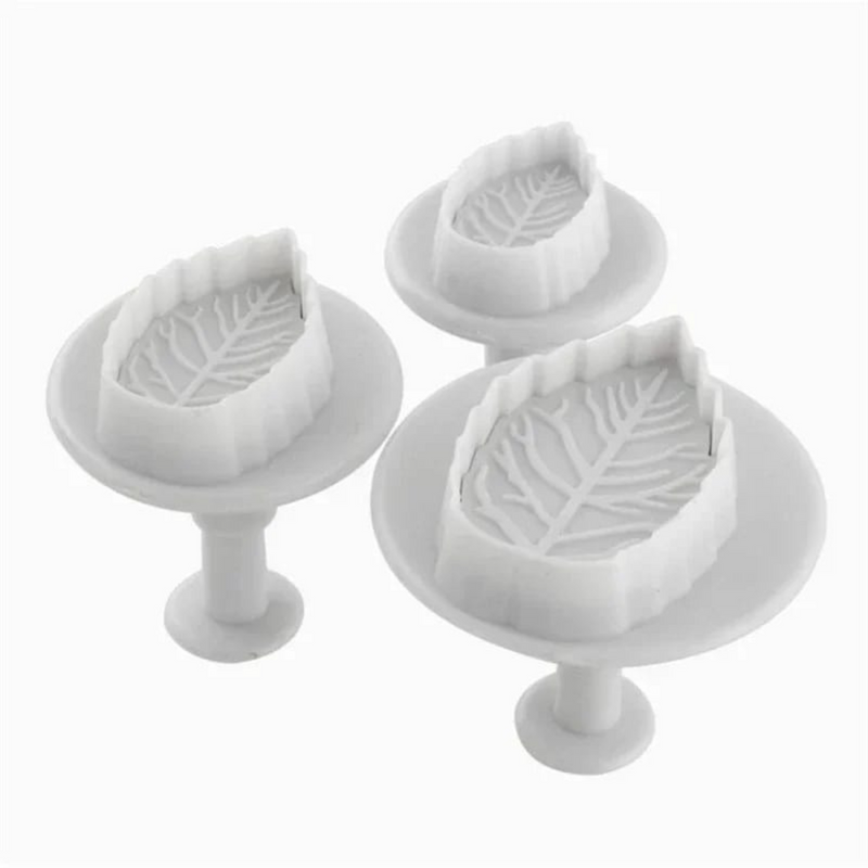 Kit 3 Pçs Ejetores Cortadores Folhas Biscuit Pasta Artesanato