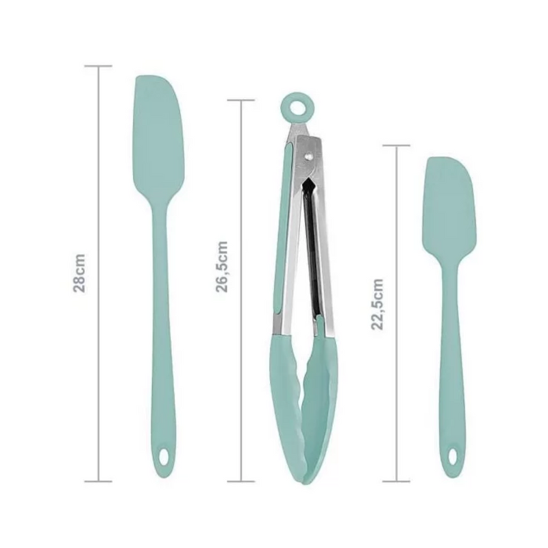 Kit Espátulas e Pegador em Silicone 5 Peças