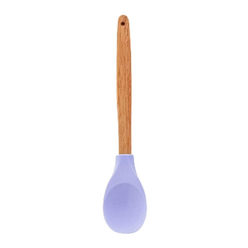 Colher Com Cabo de Madeira e Ponta de Silicone