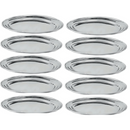 10 Bandejas Ovais em Aço Inoxidável - 34x21 Cm