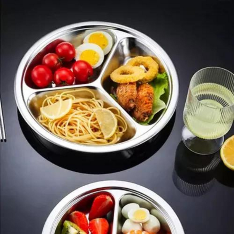 5 Petisqueiras Aço Inox Para Servir 3 Divisões