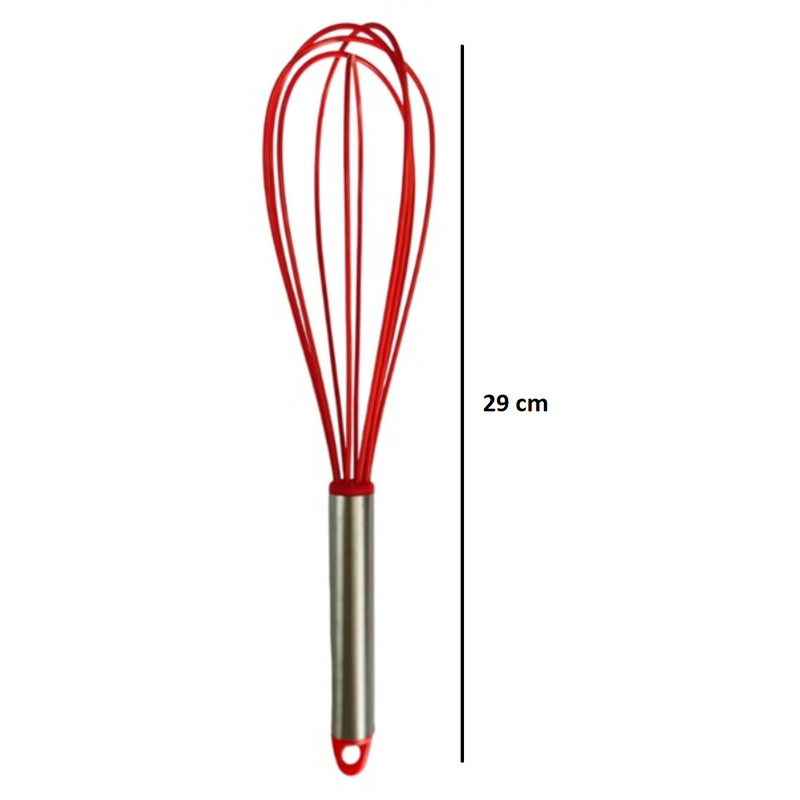 Fouet Batedor 29 Cm Inox Silicone Ovos Massas Bolos Cremes