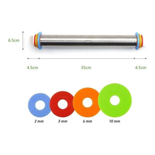 Rolo de Inox Com Nivelador Para Massas 43 Cm