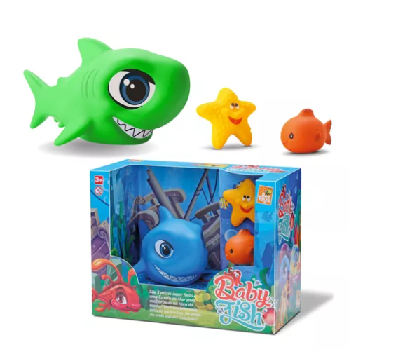 Brinquedo Boneco Tubarão Baby Fish Várias Cores Bee Toys