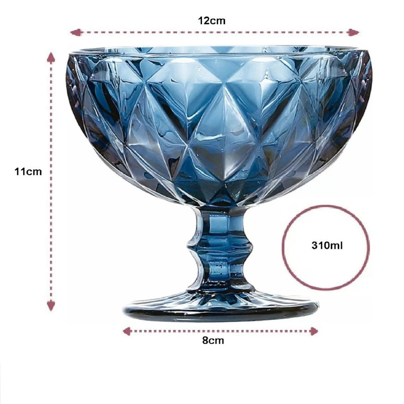 Jogo de Taças Sobremesa Vidro Primeira Linha Diamond