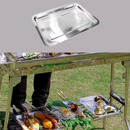 Bandeja Aço Inox Retangular Rasa Servir Multi Uso 32 X 22 Cm