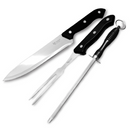 Kit Churrasco 3 Pçs em Aço Inox Cabo de Plástico