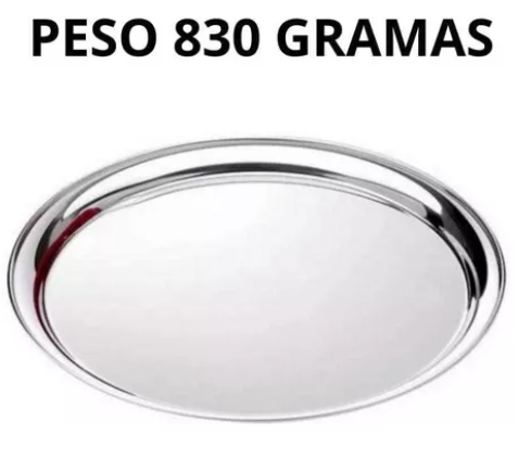 10 Bandejas 40 Cm Redondas de Aço Inoxidável Para Garçom