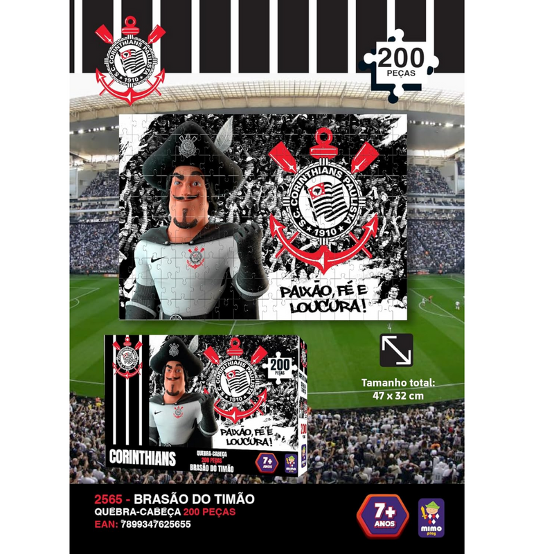 Quebra Cabeça colecionável Corinthians brasão timão 200 pçs