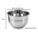 Tigela 800 ML Mixing Bowl em Aço Inox Para Salada Cozinha