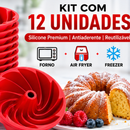 Kit 12 Formas Para Bolo Pudim Cupcake Silicone Antiaderente