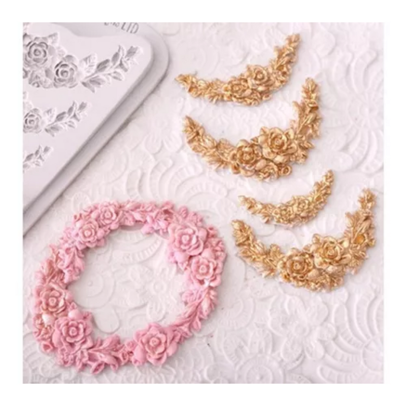 Molde Silicone Guirlandas Arabesco Flores Babado 6 Tamanhos